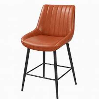 Brown Leather Non-Adjustable Counter Bar Stool image 9