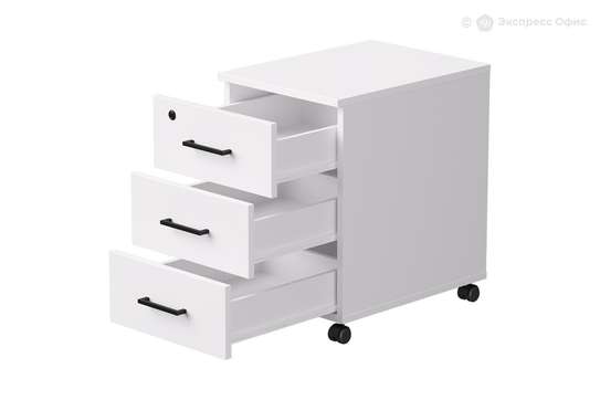 White 3 Drawer Wooden Pedestal Cabinet image 3