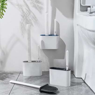 Wall hanging toilet brush with Holder & cleaning brush image 1