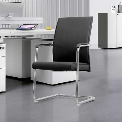 Office Chair: Study Silver Chrome Visitor Office Chair image 3