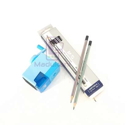 12PCS 2B Pencils and Semi Automatic Rotary Pencil Sharpener image 2