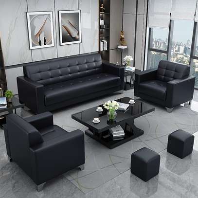 Modern Leather Sofa for Office, Lobby, and Reception image 2