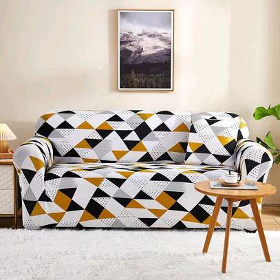 Vibrant Geometric Stretch Sofa Cover 3-Seater Red image 1
