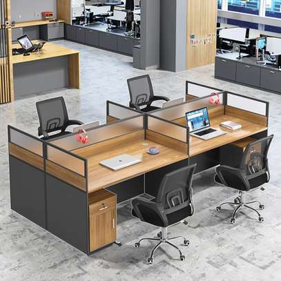 4-Person Modular Office Desk – Modern Cubicle Workstation image 6