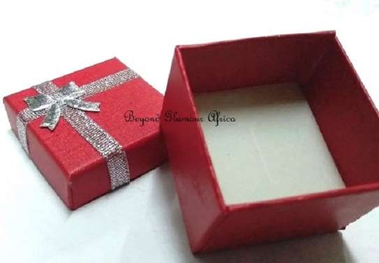 Womens Red Crystal Stud earrings and box image 1