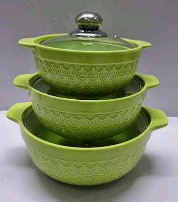 3in1 coloured  ceramic serving dishesset image 2