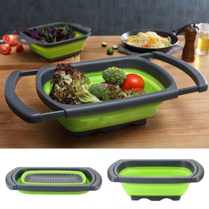 Collapsible over the sink collander with Adjustable handles image 1