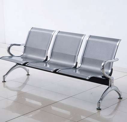 Office Bench: 3-Seater Silver Waiting Bench image 1