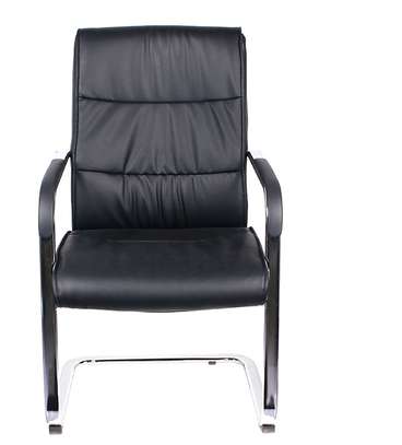 Office Chair: Non-Swivel Guest Leather Chair image 2