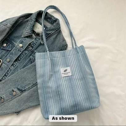 Women Canvas Tote Bag Corduroy Shopping Female Bag image 2