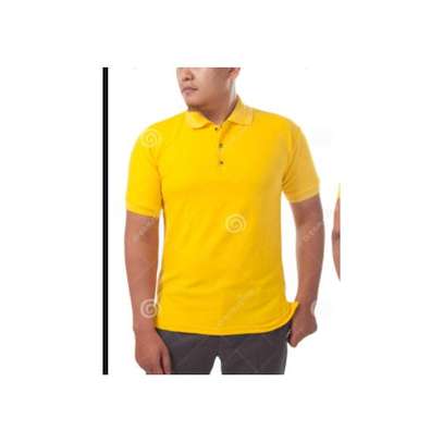 Fashion Heavy-duty Plain Cotton Polo T-shirt- Yellow image 1
