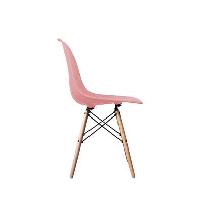Dining Chair; Molded Abs Plastic, Wood Legs, Light Pink image 2