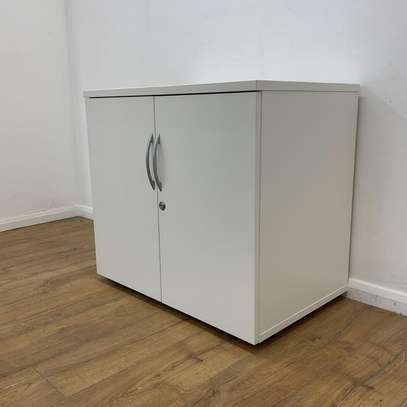 2-Door Wooden Credenza Cabinet in White image 7