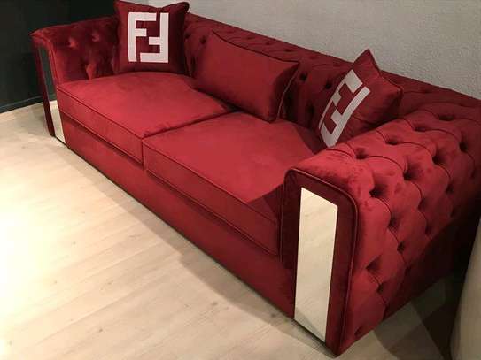 Red three seater chesterfield sofa kenya image 1