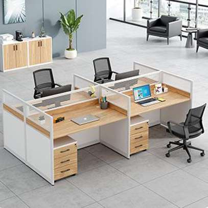 4-Person Modular Office Desk – Modern Cubicle Workstation image 1