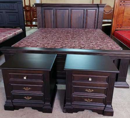 Super solid hardwood mahogany beds with cabinets image 2