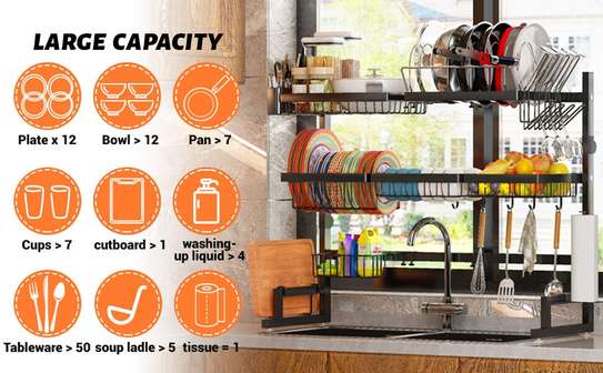 Over The Sink Dish Drying Rack,3 tier image 4