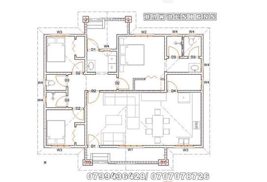 Stylish 3 bedroom house plan image 3