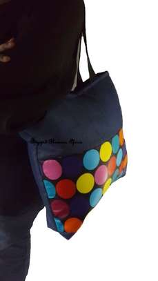 Womens Multicolor Polka denim handbag + coin purse image 3