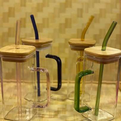 500ml broscillate  glass with straw* image 5