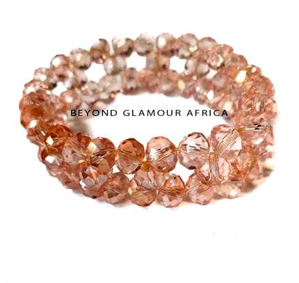 Womens Pink Crystal Necklace and bracelet image 2