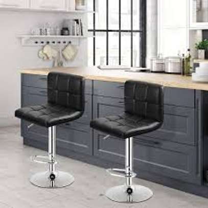 Adjustable Leather Armless Swivel Counter Barstool image 5