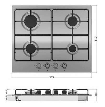 MIKA Built-In Gas Hob, 60cm, 4 Gas, S.S image 3