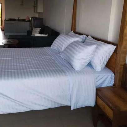 Super quality Hotel White Stripped Bedsheets Set image 11