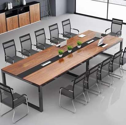 8-Person Wooden Conference Table with Metal Legs image 6