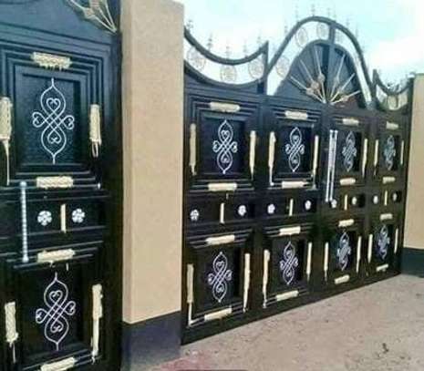 Decorative heavy steel Iron Gate Black Gold Ornate Design image 2