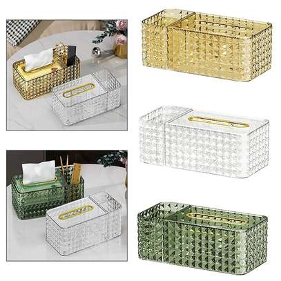 Diamond pattern tissue box with compartment image 1