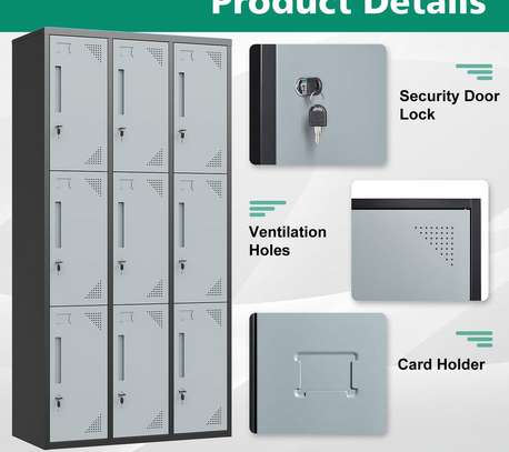 Durable 9-Compartment Steel Locker Cabinet for Office Use image 2