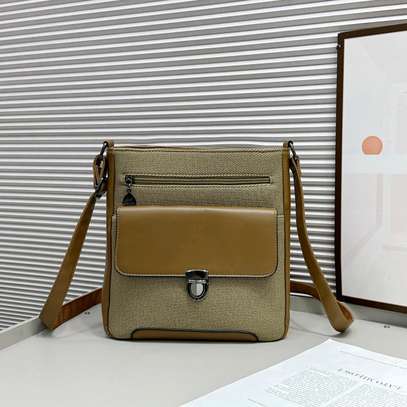 Men's Grey Crossbody Bag Durable Synthetic Leather image 4