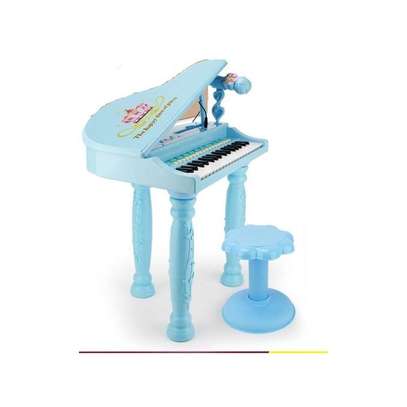 Kids Keyboard Piano With Beats + Stool + Microphone - Blue image 1