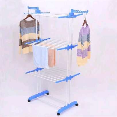 3 Tier Clothes drying rack with portable wheels image 2