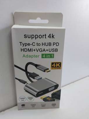 4-in-1 USB-C To 4K HDMI, VGA, USB 3.0, PD Adapter Hub image 1
