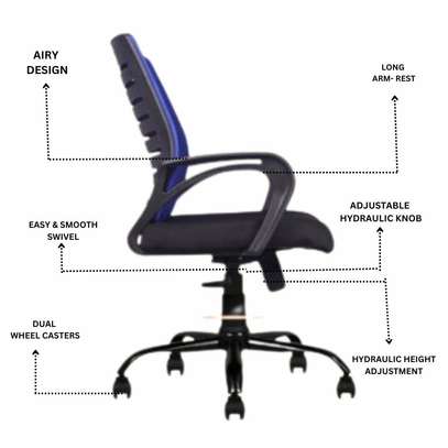 Office Chair: Blue Executive Office Chair, Mesh Back Support image 2