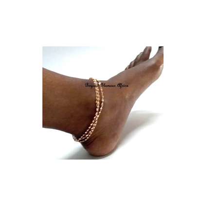 Womens Golden Chain Anklet and earrings image 2