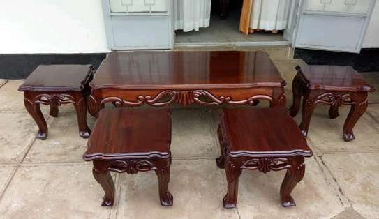 Mahogany wood coffee table set image 1