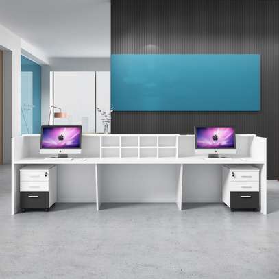 Simple Modern Reception Counter –Wood Office Front Desk image 5