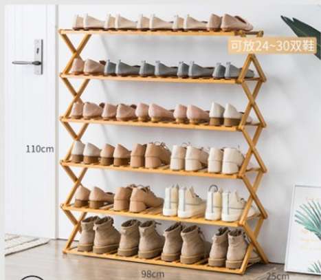 6-Tier Brown Bamboo Shoe Rack stand Organizer image 1