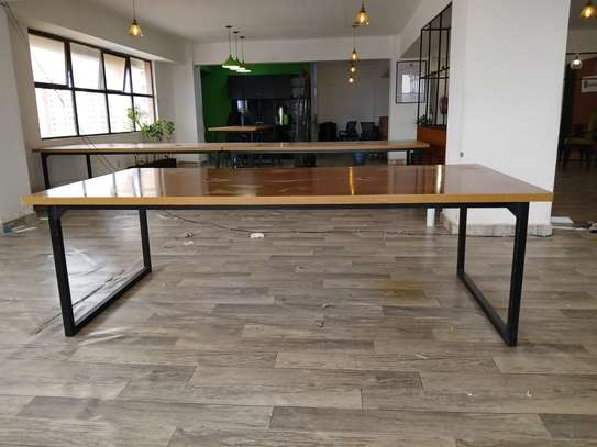 Modern Office Table Large Wood Top Black Frame image 1