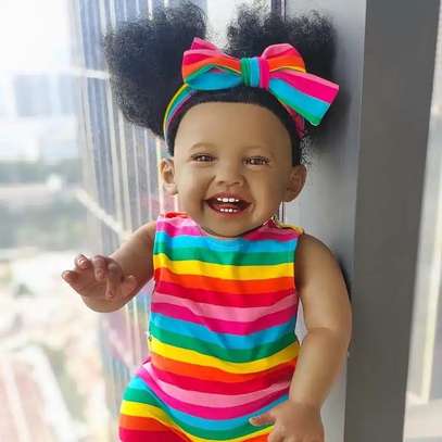 60cm Silicone Reborn Doll Soft Rainbow Jumpsuit image 3