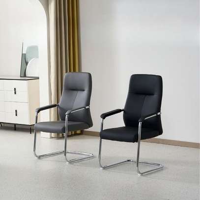 Office Chair: Leather Non Swivel High Back Office Chair image 1