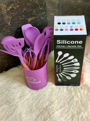 Silicone Spoons with Wooden Handles. image 1
