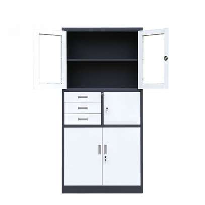 2‑Door Steel Glass Display Lockable Office Cabinet image 9