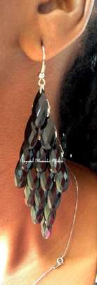 Womens Black Crystal Chandelier Earrings image 1