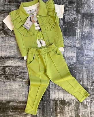 3 in 1 Quality Outfits For Girls(Trouser, top, half coat image 2