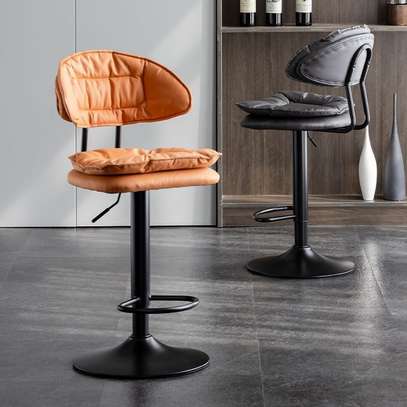 Modern Luxury Bar Stool with Light Rotating Seat image 1