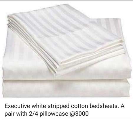 Excecutive white stripped cotton bedsheets image 4